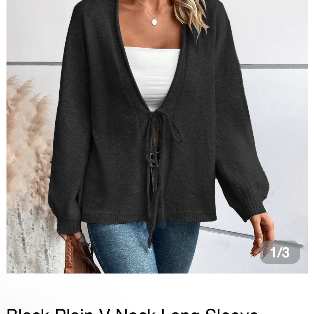 Black Tie front cardigan sweater XL